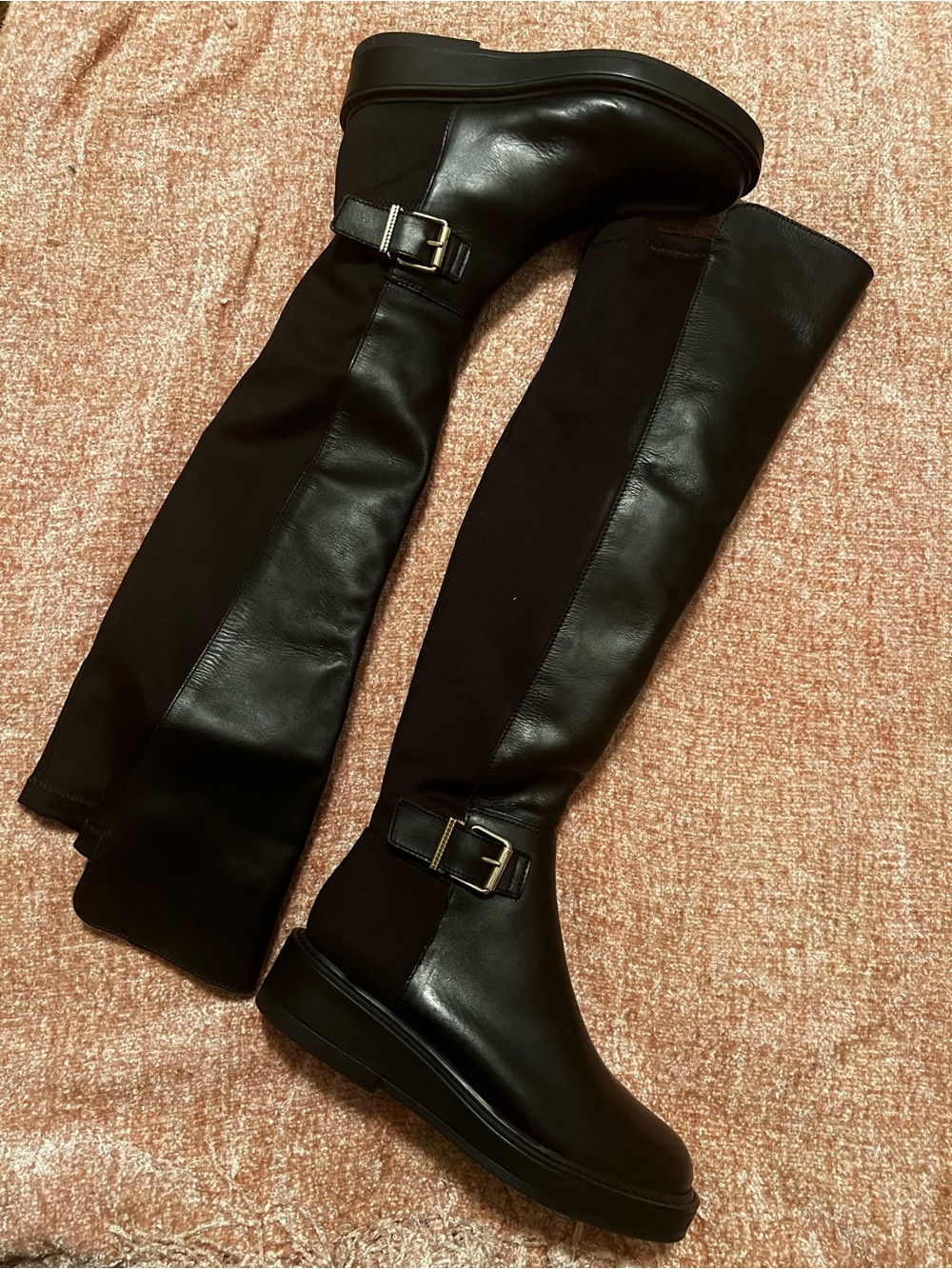Dolce Vita Women’s Black Over-the-Knee Buckle Leather Boots